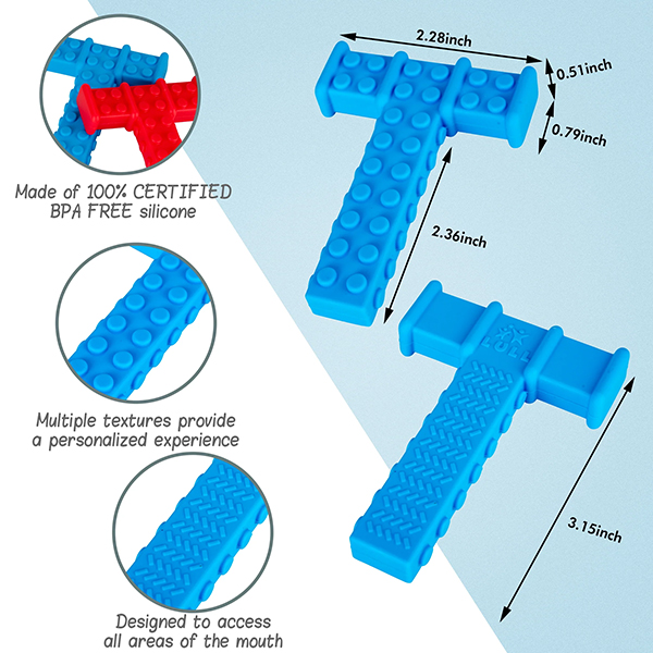 Mordedores Sensoriales Chew Brick de Silicona para Niños